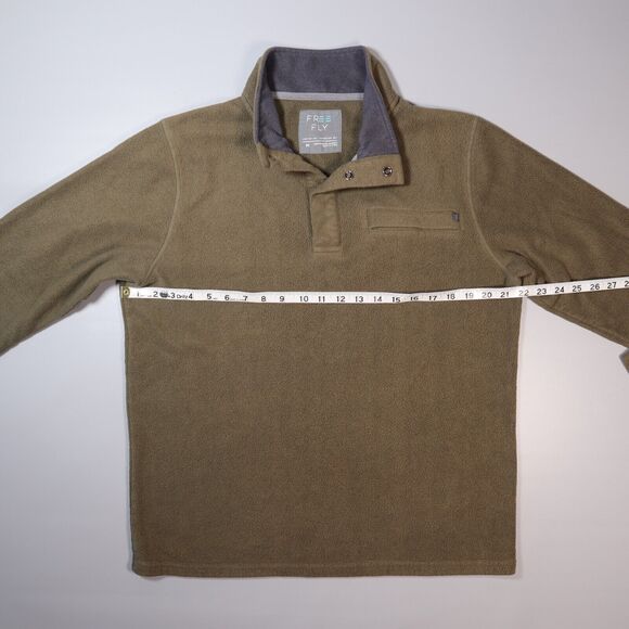 Free Fly Mens Medium M Fleece Snap Pullover Bamboo Performance Olive Soft - Picture 5 of 7